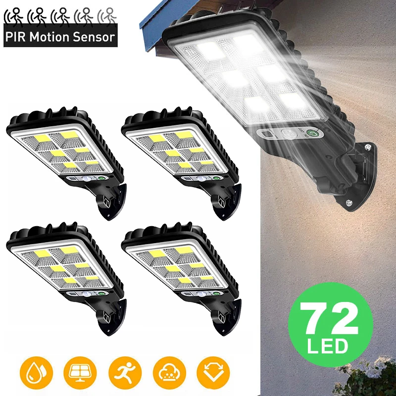 4 pezzi LED sensore di movimento solare luce luminosa giardino esterno lampada da parete stradale 3 modalità di illuminazione per portico giardino ponte recinzione patio percorso