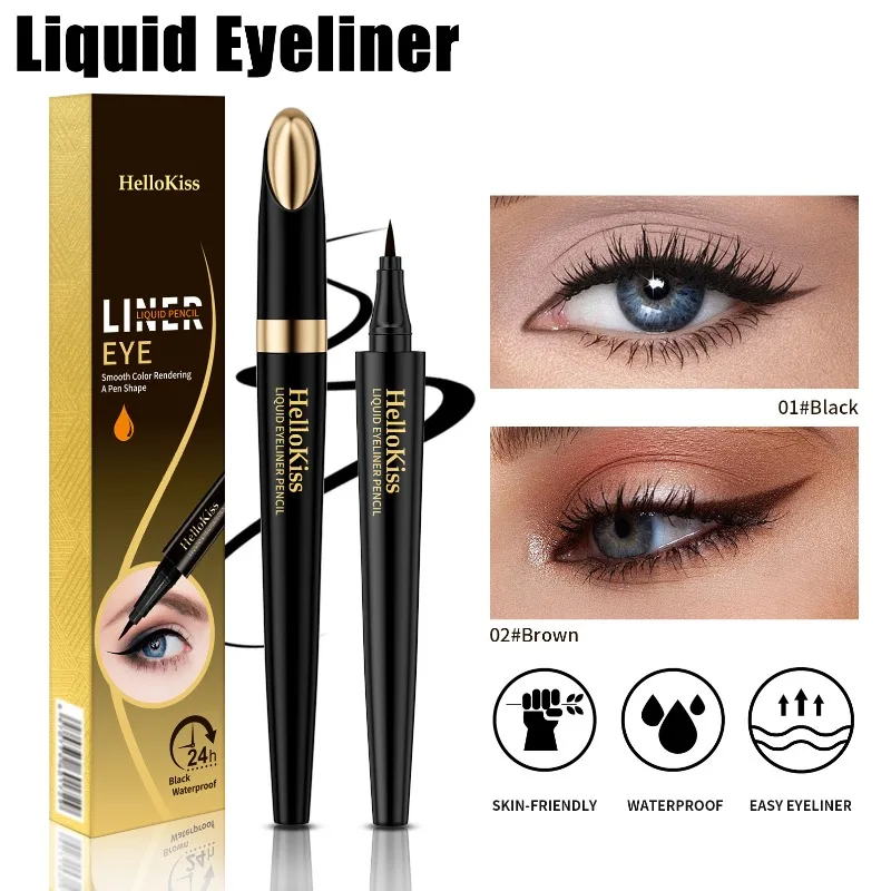 Hard-Tip Liquid Eyeliner - Highly Pigmented Black & Brown Waterproof Sweatproof Quick-Dry & Smudge-Proof For Defined Lines 1PCS