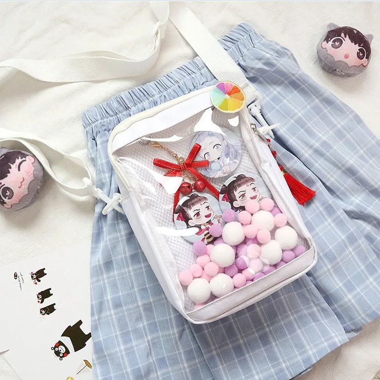 Japanese itabag Transparent Mini Crossbody Bag Girls Fashionable Versatile Anime-Inspired itabag Handbag Anime Pins Bag view 3