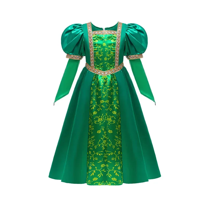 

Kids Halloween Princess Fiona Costume Long Sleeve Green Ogre Party Dress Anime Cosplay Gowns