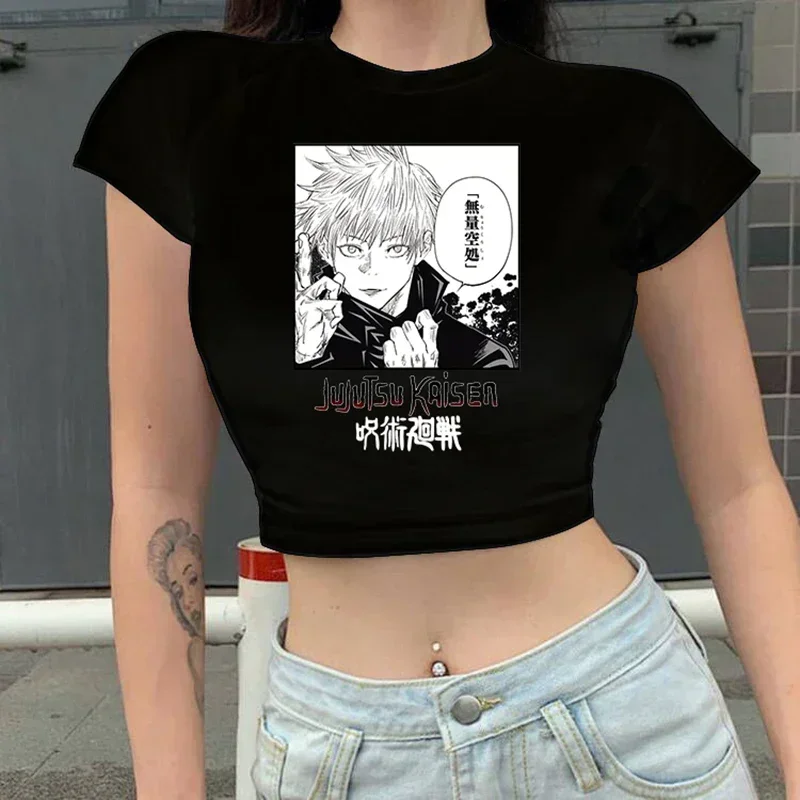 Crop Top Tshirt Manga Japanese Anime Jujutsu Kaisen T Shirt Gojo Satoru Tops Yuji Itadori Graphic Tee T-shirt 90s Gothic Clothes