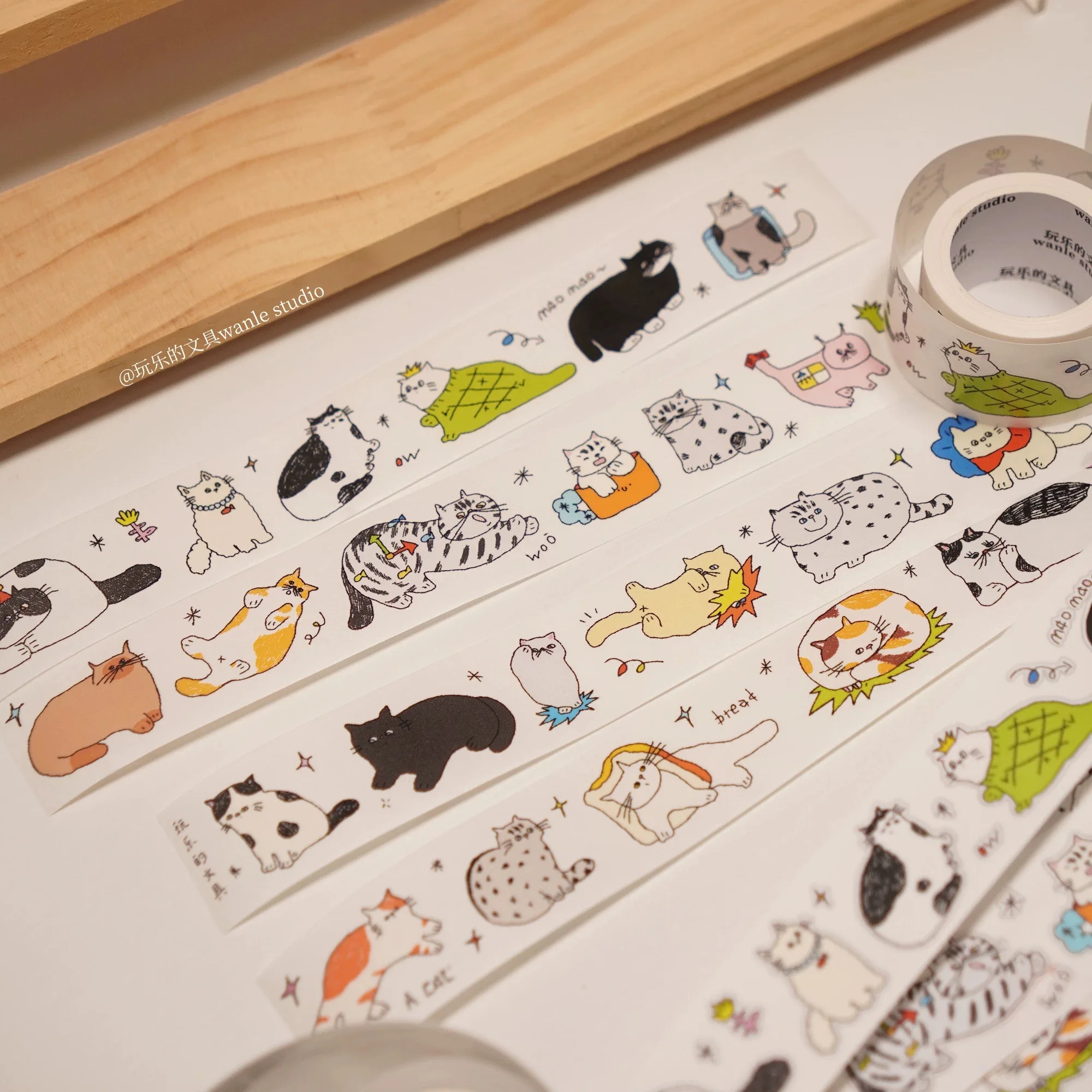 Wanle Studio Vintage Lovely Our Cat Washi Tape for Planner Card Making DIY Scrapbooking Plan Decorative Sticker