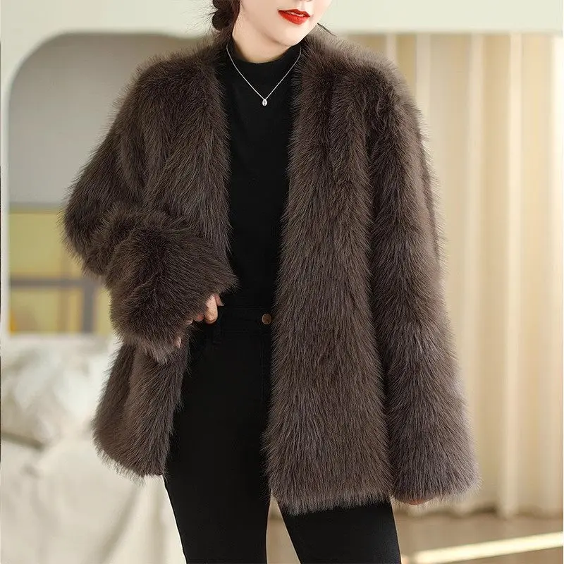 

Imitation Mink Fur Jacket For Women's Long Sleeve 2023 New Autumn And Winter Fashion Versatile Furry Coat Top Z3630