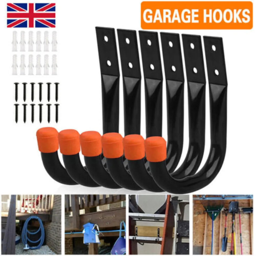 6X Heavy Duty Storage Hoo Wall Mounted Ladder Garage Bikes Tools Garden Shed ~