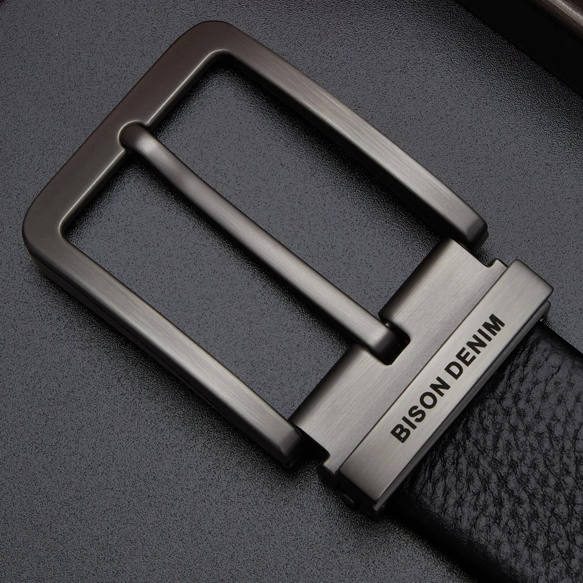 BISON DENIM Genuine Leather Alloy Pin Buckle Luxury Brand Leather Strap Belt for Men Vintage Designer Belt High Quality N71741