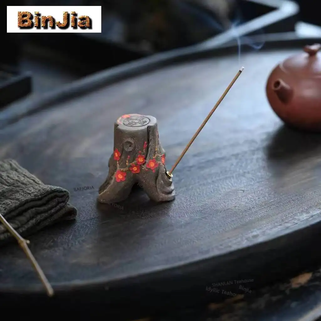 Yixing Purple Clay Stump Incense Holder Zen Incense Smoke Waterfall Incense Burners Meditation Censer Indoor Supplies Craft Gift