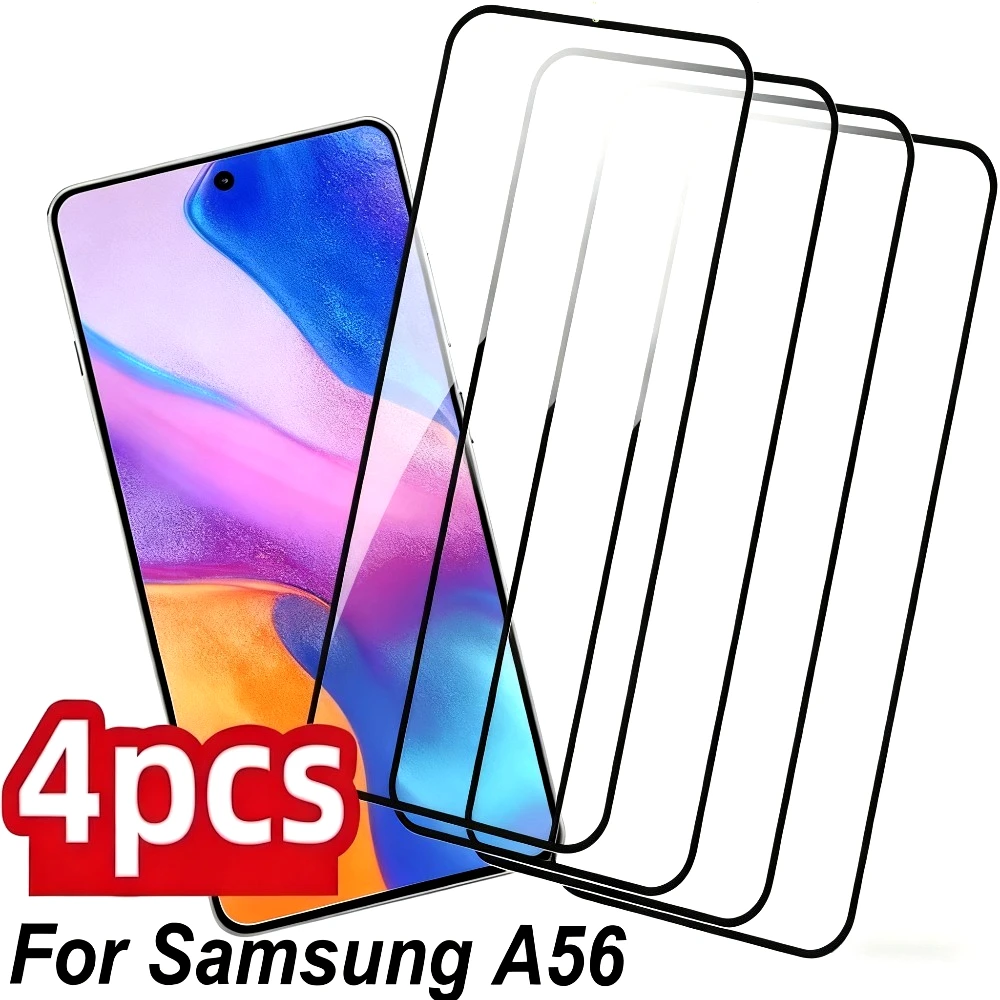 

4 шт., закаленное стекло с полным покрытием для Samsung Galaxy A56 A55 A53 A36 A25 A17 A15, защитная пленка для экрана Samsung A07 A13 A16 A26 A35