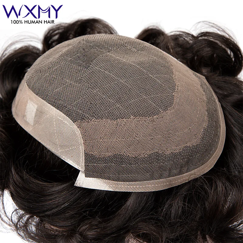 OCT Men's Wig French Lace&Silicone Microskin Male Hair Prosthesis Natural Human Hair Wigs Exhaust Systems Toupee Men Hairpieces