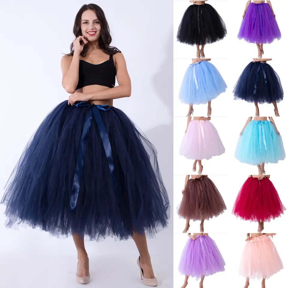 Women Mesh Tulle Tutu Skirt Lace Up Strap Bowknot Bridesmaid Princess Skirt Bubble Maternity Skirt Summer Carnival Pleated Mesh