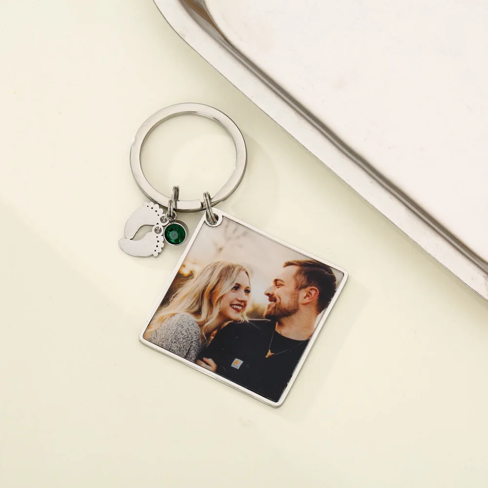 2023 Romantic Personalized Couple Photo Keychain Custom Picture Anniversary Date Calender Keychain Valentine Days Jewelry Gifts