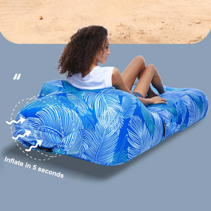 Inflatable Sofa Bed Outdoor Camping Cushion Lazy Sofa Beach Lounger Portable Folding Waterproof Water Hammock Air Sleeping Bed