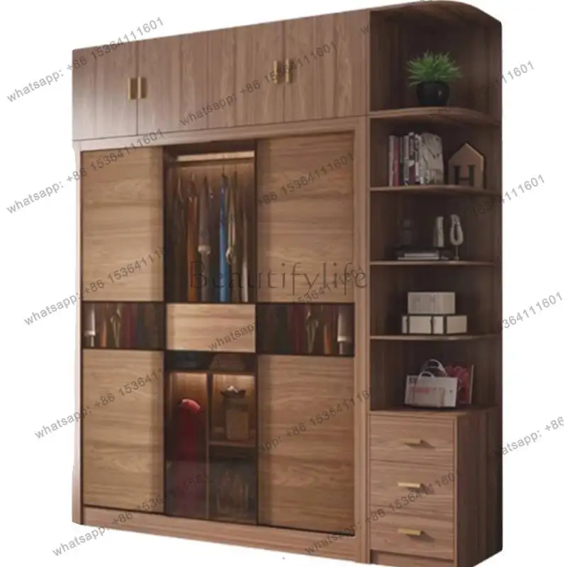 PG Storage Glass Wardrobes Sliding Doors Modern Clothes Bedroom Wardrobes Organizer Display Wooden Mueble Organizador Furniture
