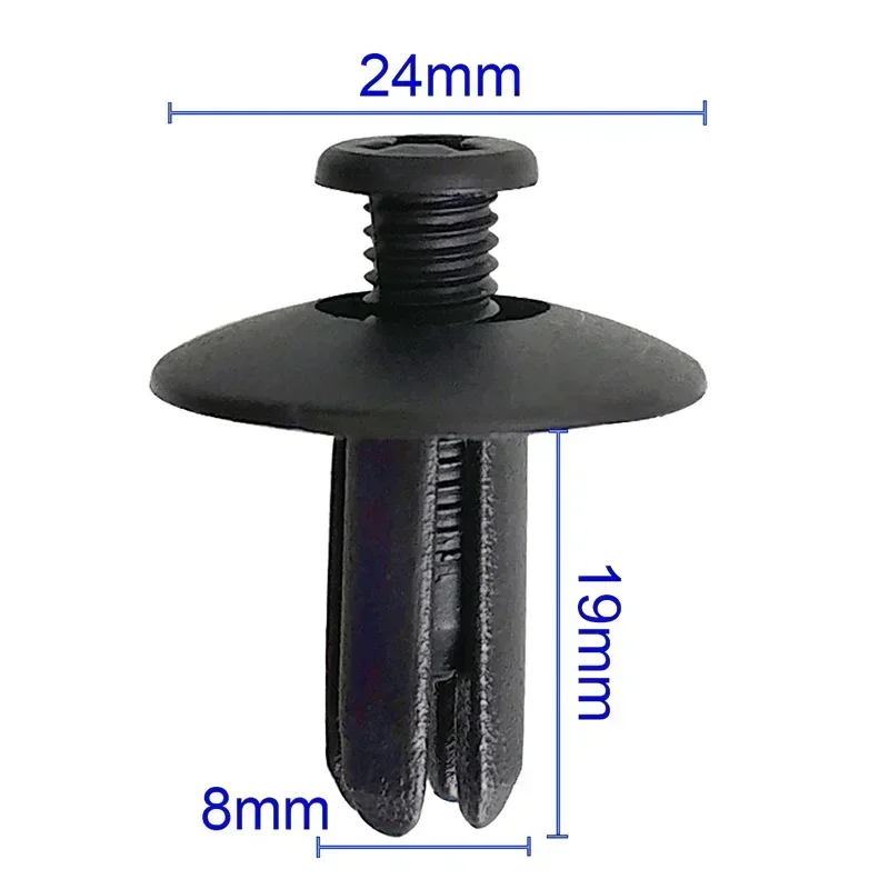 

50pcs Car Clips Fastener Push Type Retainer Nylon Car Roof Fender Fastener Clips 8mm Hole Plastic Rivet Bumper Shield Retainer