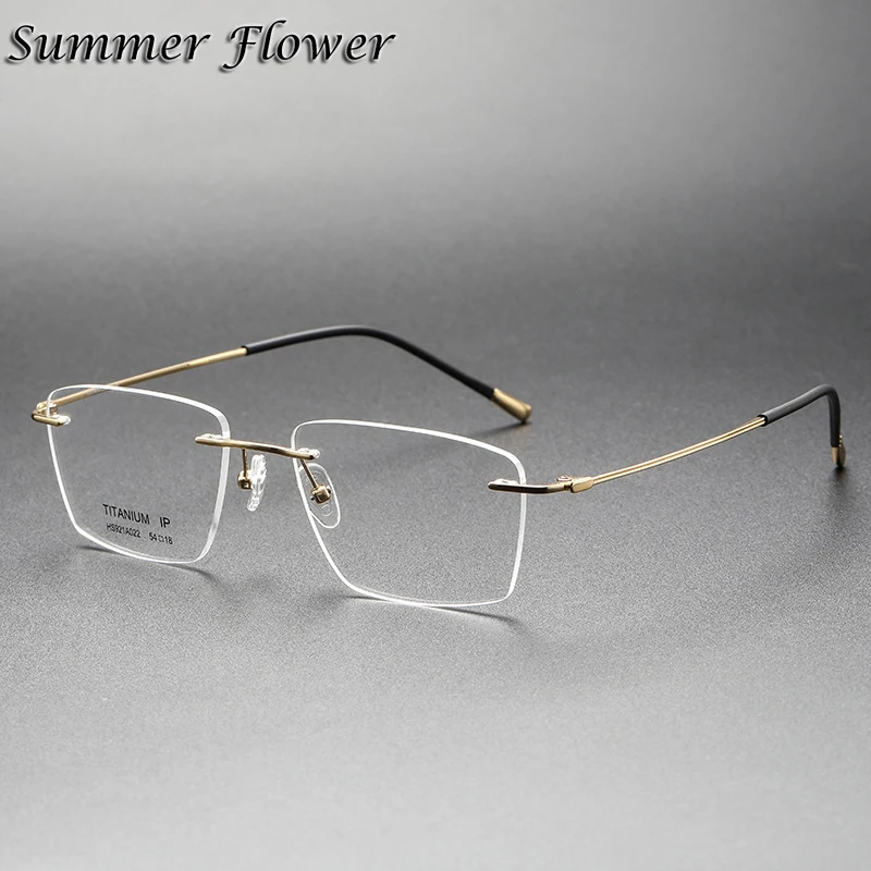 

High End Men Rimless Glasses Ultra Light Frameless Eyewear Myopia Prescription Lenses Optical Glasses Frames for Female