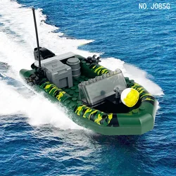 Creative Military Assault boat Battleship Building Blocks City Construction MOC Naval Ship Bricks Set Children Toys for Boy