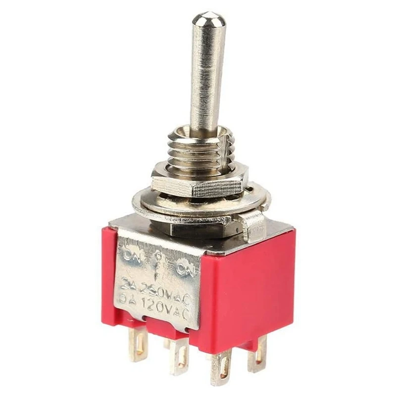 10 Pieces Of Toggle Switch ON-OFF-ON 3 Position Toggle Switch DPDT 6-Pin 6Mm 2A / 250VAC 5A / 120VAC