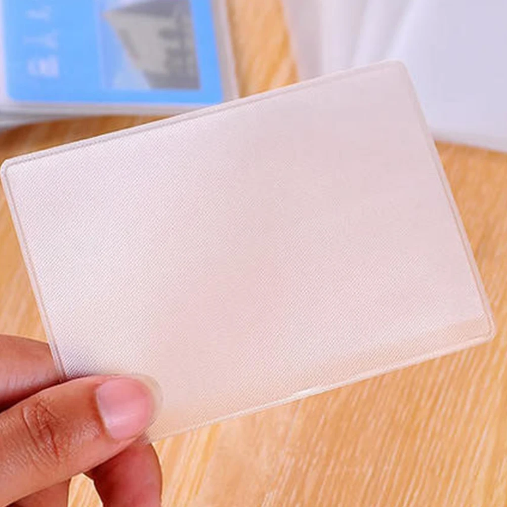 

50Pcs Clear Card Holder for Bus Bank Meal Card PVC Protective Cover Anti-Loss Dull Polish Transparent Case