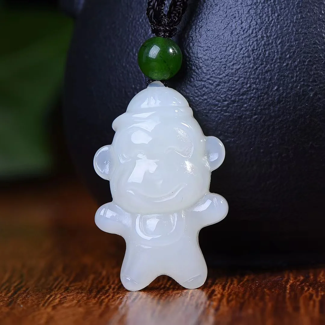 

Exquisite Hetian Jade Sporting Monkey Pendant Jewelry 3073#