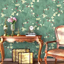 Vintage Floral Green Leaf Peel And Stick Retro European Style Self-adhesive Waterproof Wallpapers Living Room Bedroom Renovation