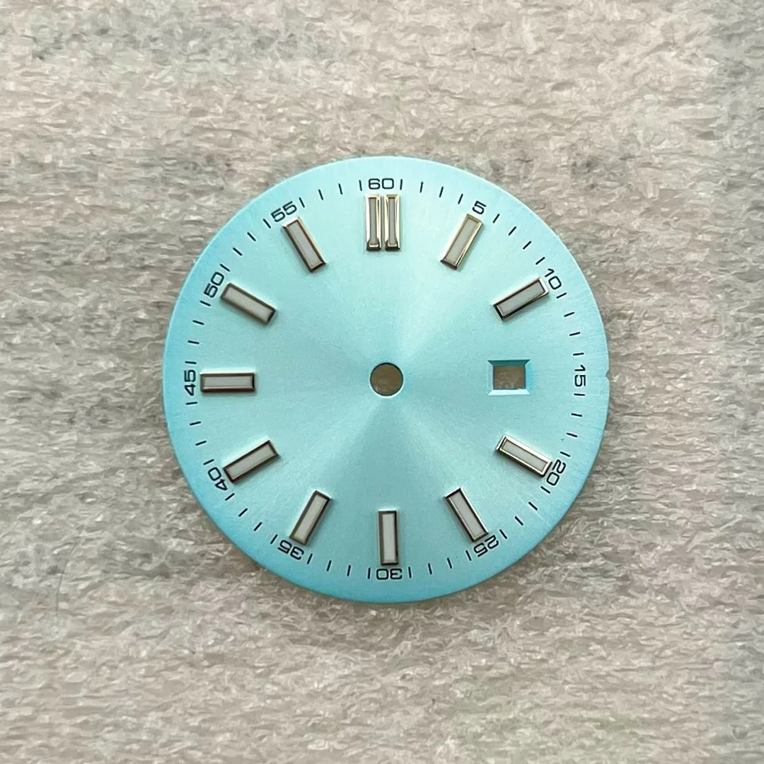 24.5mm No Logo Sunburst Dial Green Luminous For Datejust NH05 Movement lady's Watch Modification Accessories Custom Logo