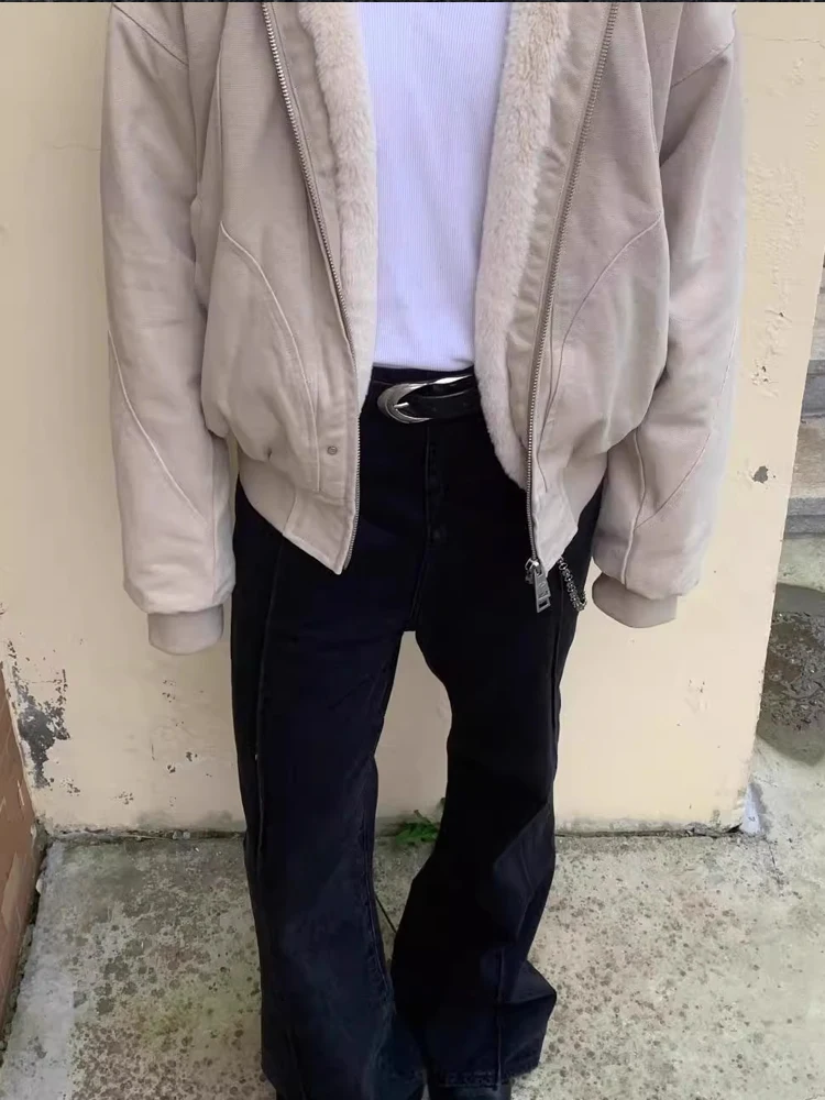 Męska kurtka z kapturem, ocieplana, bawełniana, zimowa, ciepła, robocza, młodzieżowa, modna, codzienna, długa, zapinana na zamek...