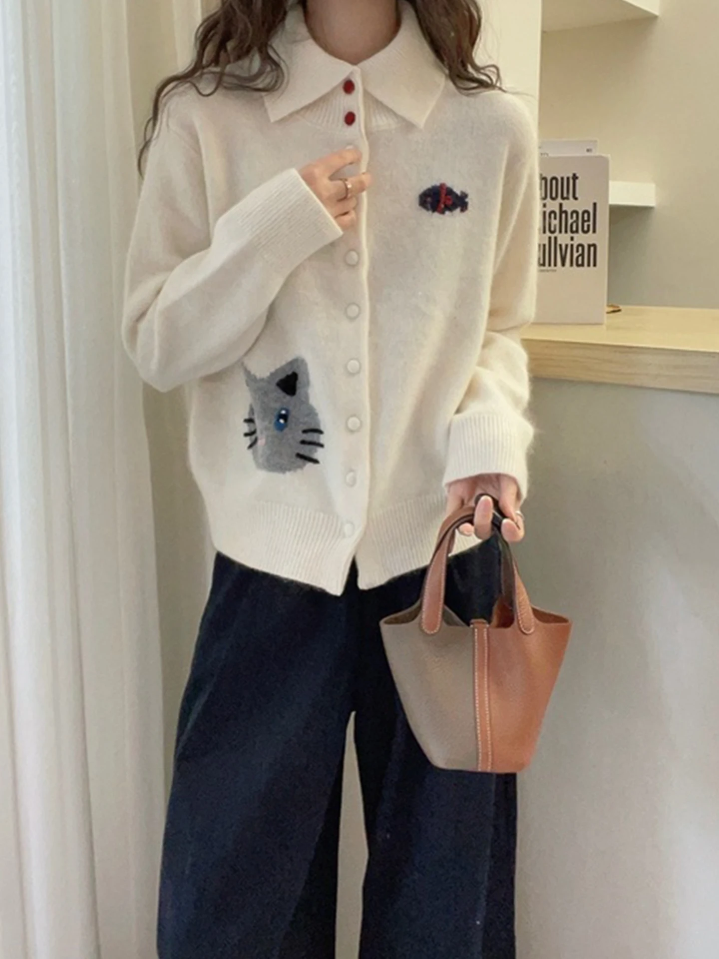 Adorable rétro Thiened femmes tricots couleur Blo hiver trajet pull coréen Sle Long Sve ouvert Cardigan