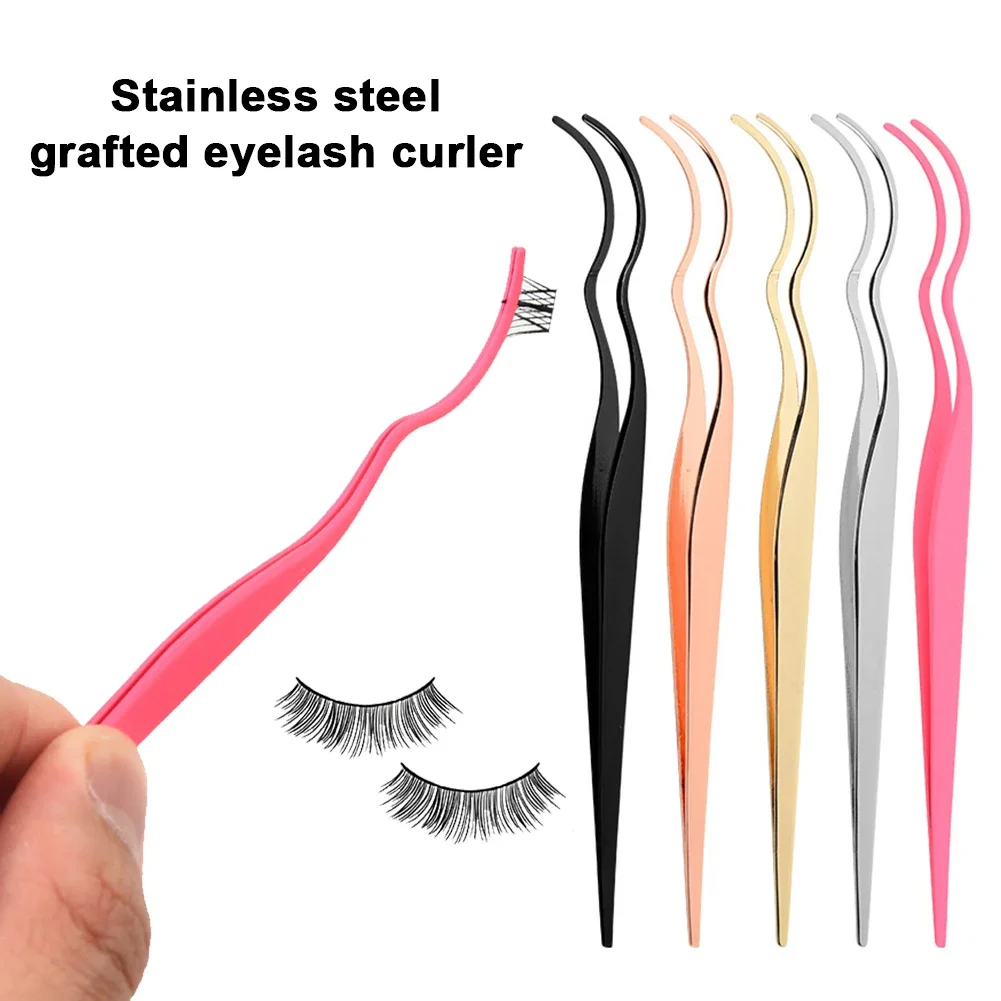 1pc pinças de cílios postiços aplicador de cílios postiços de aço inoxidável extensão de cílios modelador nipper clipe braçadeira ferramentas de maquiagem