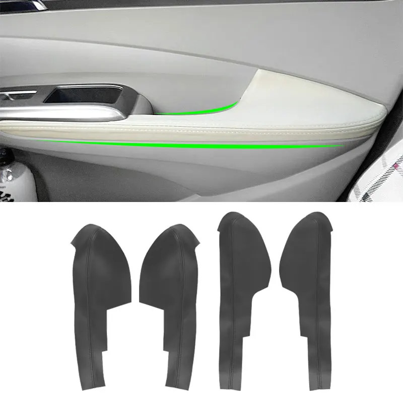 For Honda City 2008 2009 2010 2011 2012 2013 2014 4pcs/set Car Door Handle Armrest Panel Microfiber Leather Cover