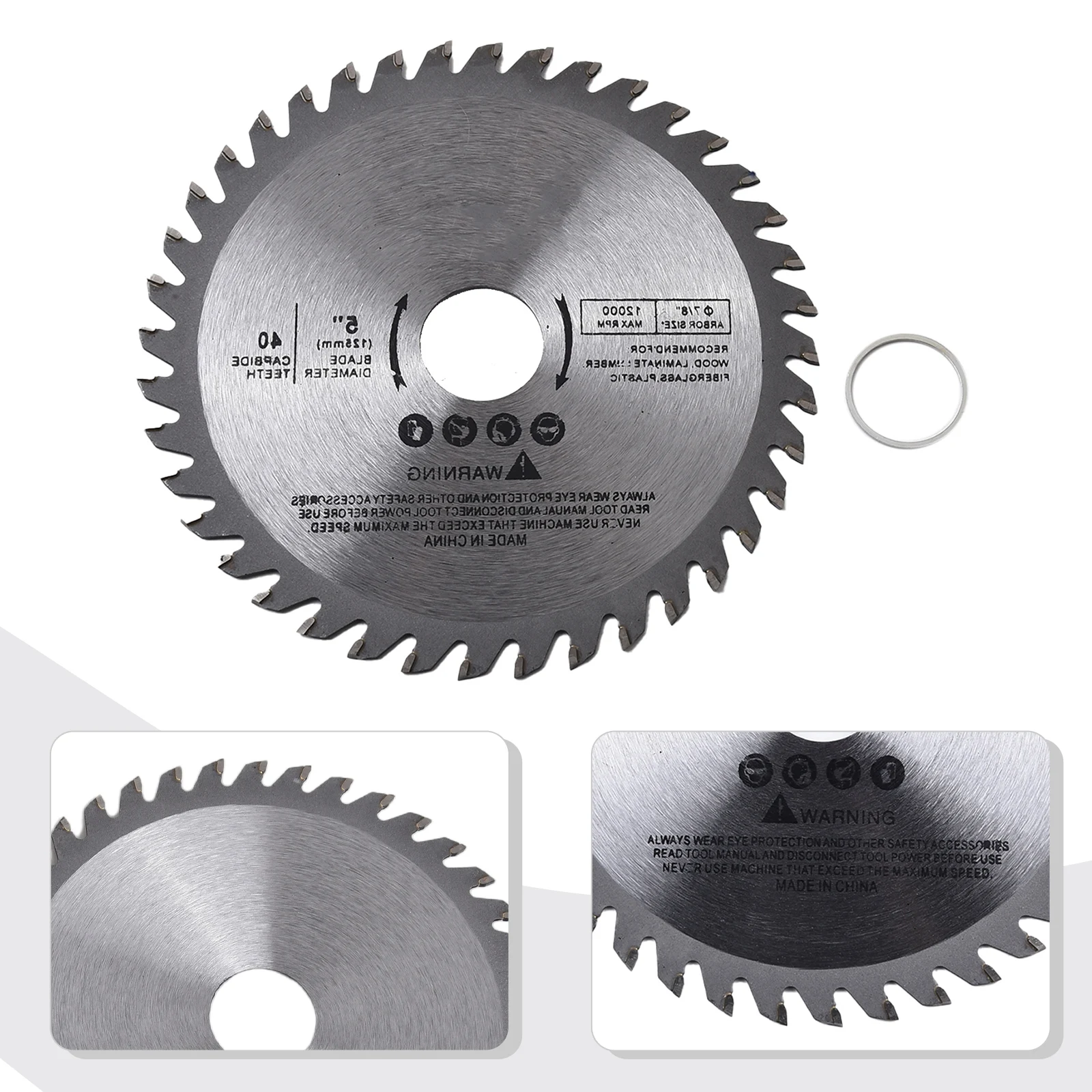 Hoja de sierra Circular 40 T para amoladora angular, herramienta de corte de madera con punta de carburo, diámetro máximo de 40 dientes, RPM 115, 125mm, 5500