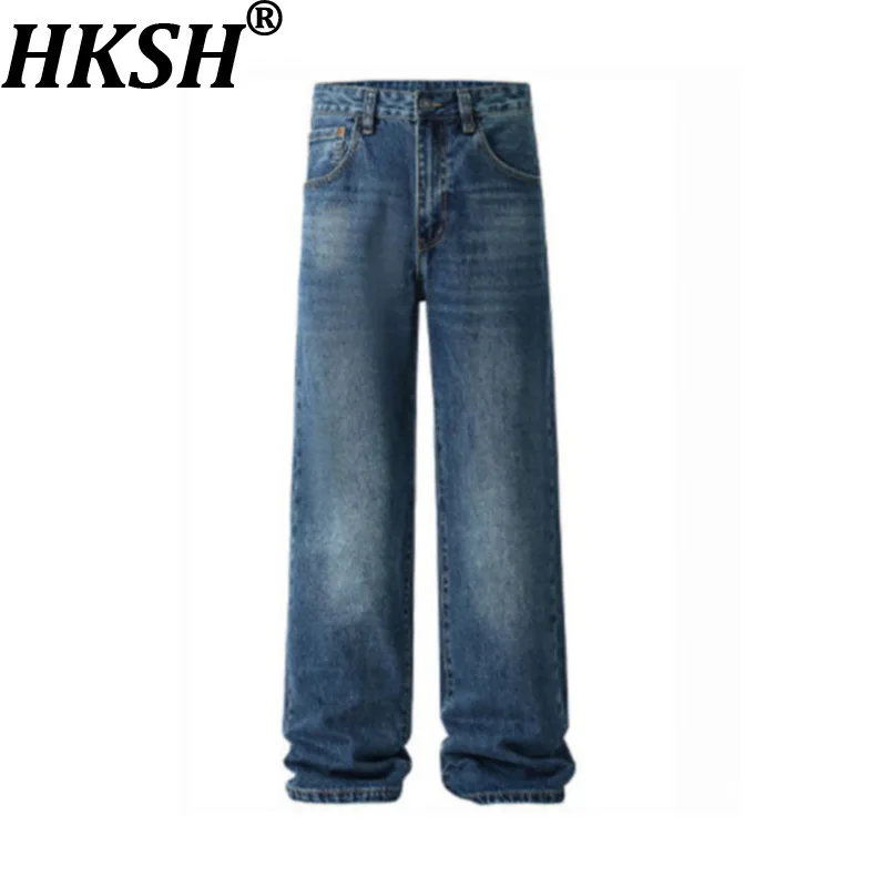 

HKSH весна осень новые мужские трендовые прямые джинсовые брюки уличная одежда шикарные джинсы простые повседневные повседневные элегантные модные HK11432
