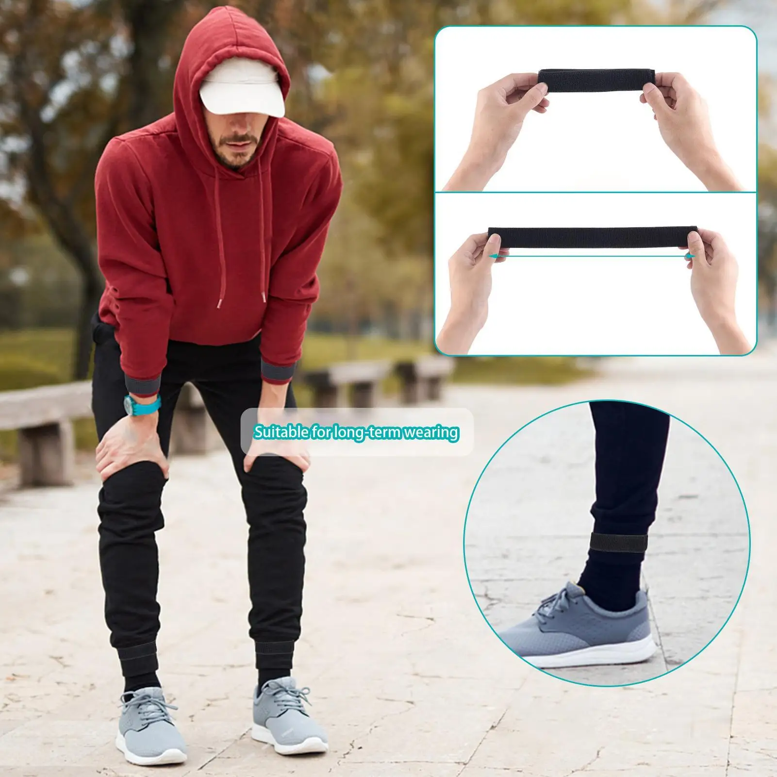 Reflective Leg Wraps Bicycles Clip 1 Set Ankle Safety Bands Elastic Trousers Adjustable Secure Fit For Fishing Outdoor Riding