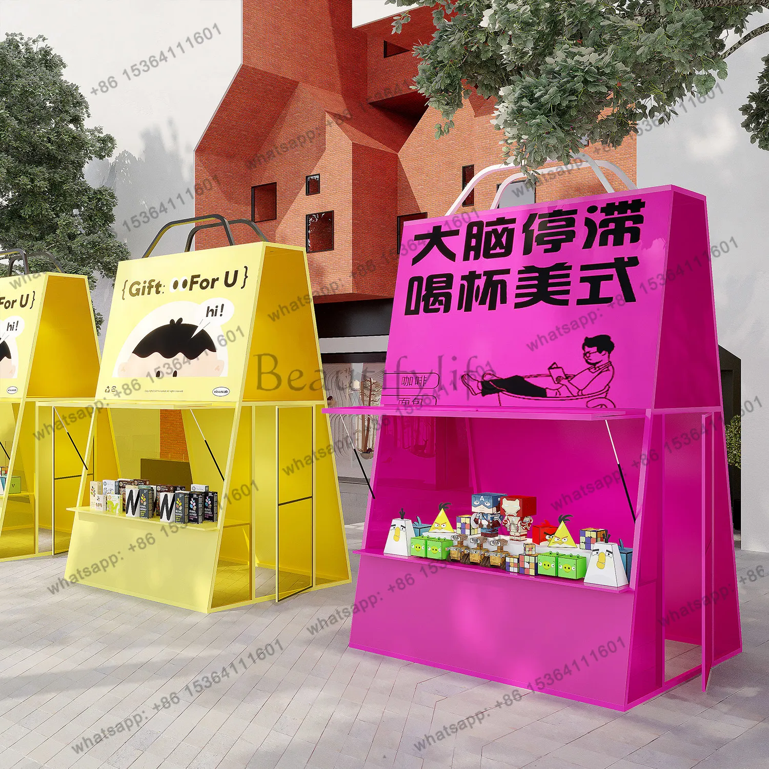 Stall Display Outdoor Commercial Street Sales Shelf Market Creative Activities Stall Rack