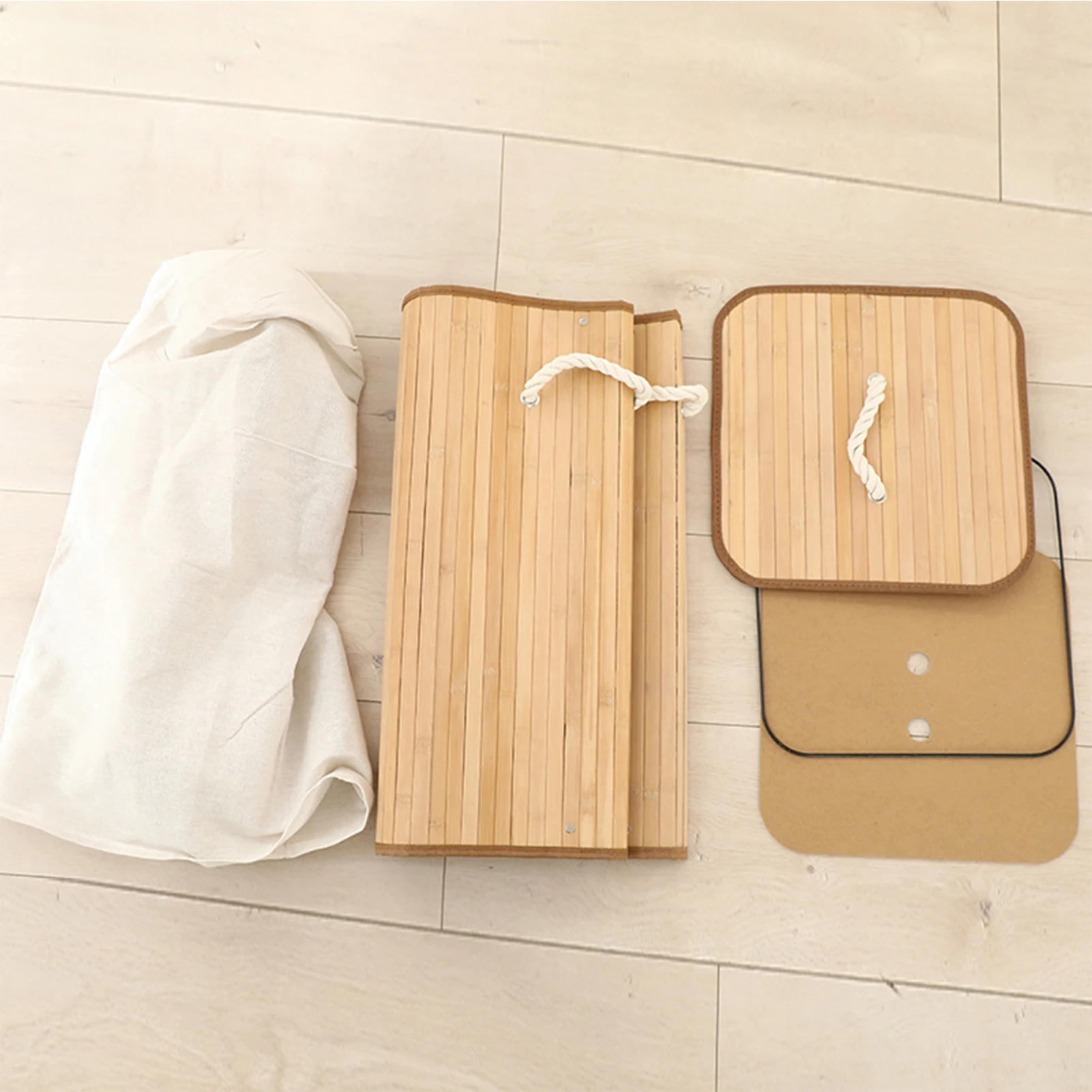 Clothes Basket Foldable Laundry Basket Grocery Basket Bamboo Large Capacity Dirty Clothes Storage Bucket for Home Laundry Hamper