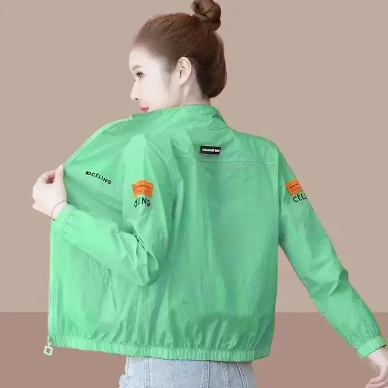 Summer Sunscreen Jacket Women's 2024 Thin Short Outwear Ladies Tide Korean Embroidery UV Protection Sun-Protective Clothing Coat