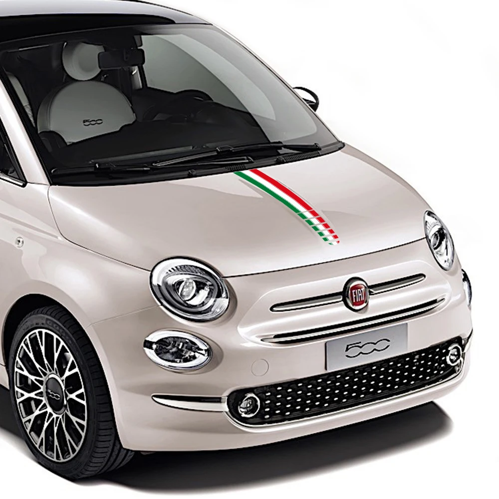 Car Bonnet Stripe Vinyl Decal Hood Italian Flag Line Graphics Racing Sport Sticker Waterproof Accessories For Fiat 500 Abarth