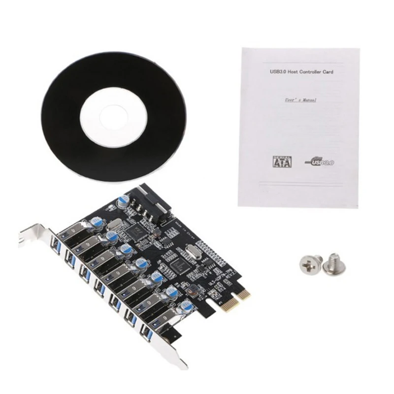 SuperSpeed USB 3.0 7 portas PCI-E Express cartão com um 15pin SATA Power Connector PCIE Adaptar NEC720201 e VL812 chipsets Cartões USB