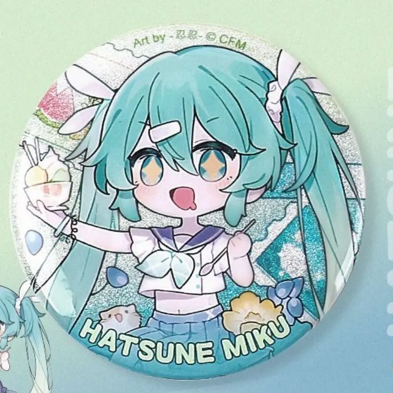 Q Version Hatsune Miku Peripheral Character Barji Round Large Badge Cute Student Back Packaging Decoration Metal Pin
