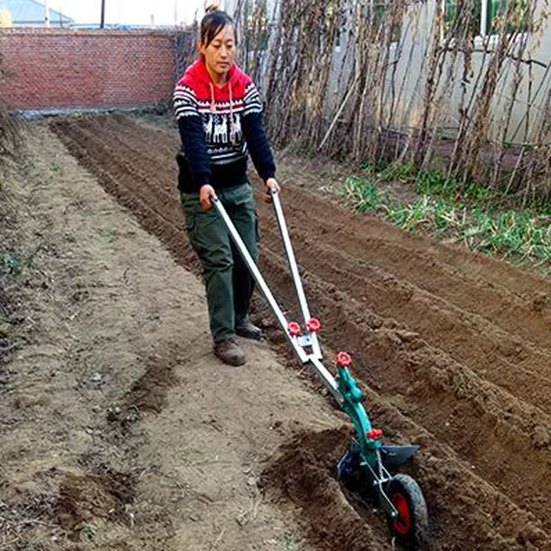 

New Ditch Opener Plow Manual Hand-Plow Small Agricultural Machinery Micro-Tiller Hand-Held Ditch Plow Ridger Caster diameter22cm