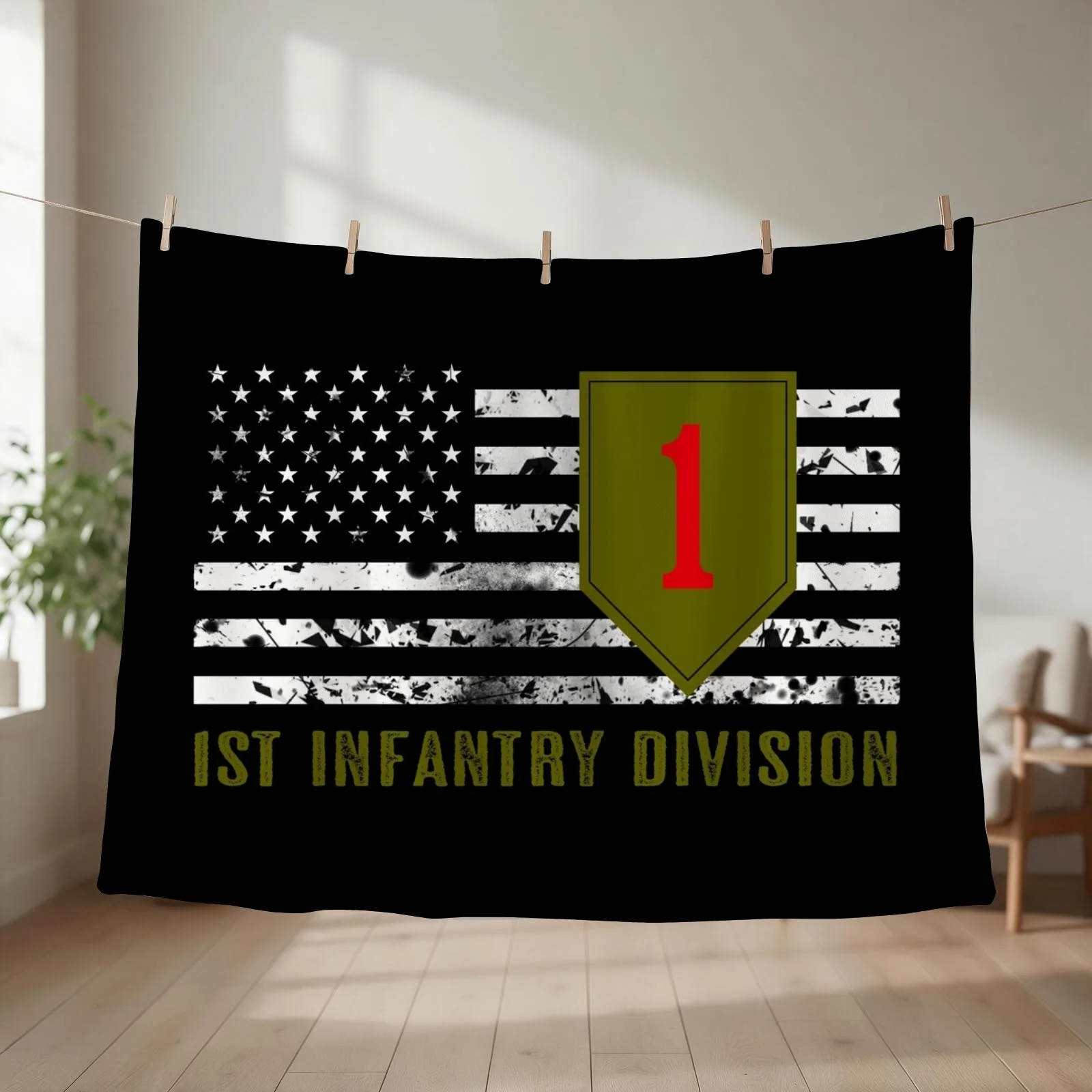 1st Infantry Division (Distressed Flag) Throw Blanket blankets and throws Travel christmas decoration Shaggy Blankets
