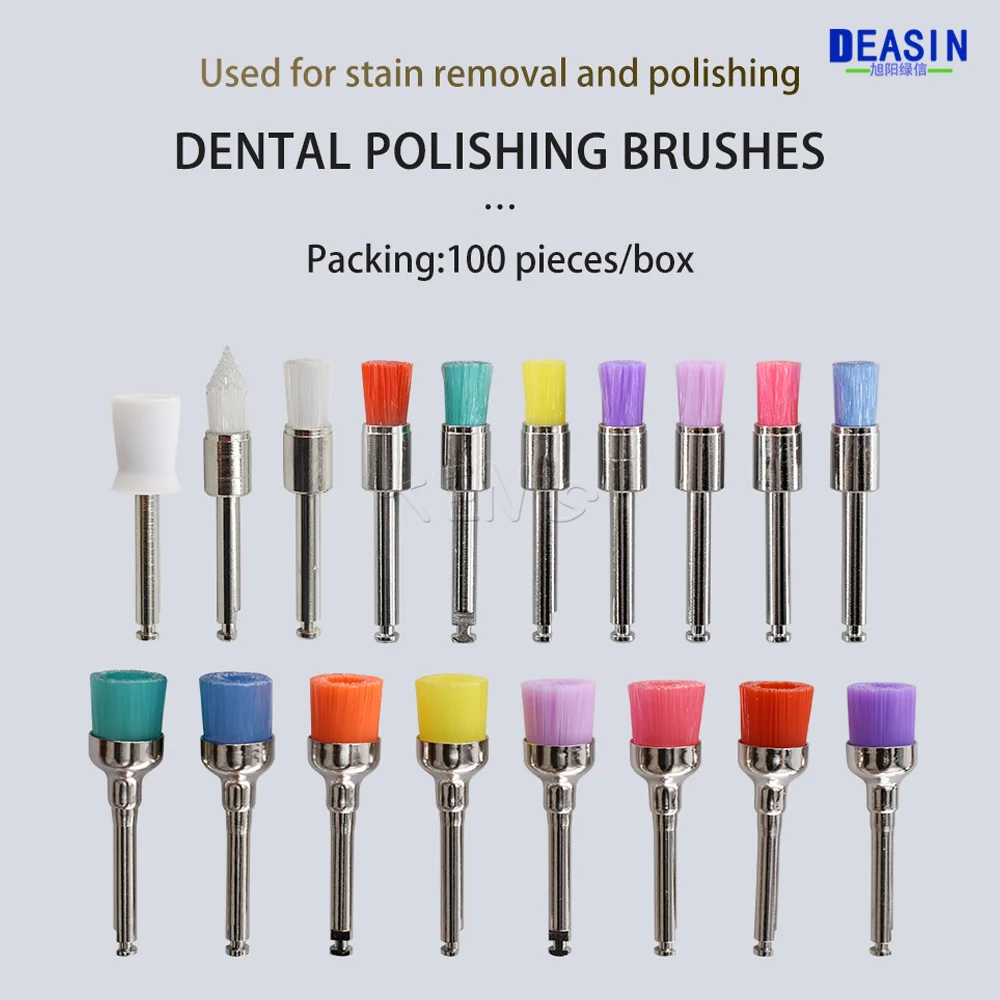 

100pcs Dental Prophy Brushes Cup Polishing Polisher Disposable Latch type Mixed color Plat Used for Stain Removal and Polish