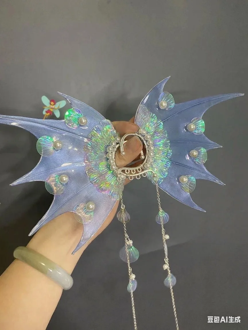 

Customize New Handmade Items Laser Mermaid Earrings Cosplay Koi Fish Headwear Mermaid Ear Costume Props