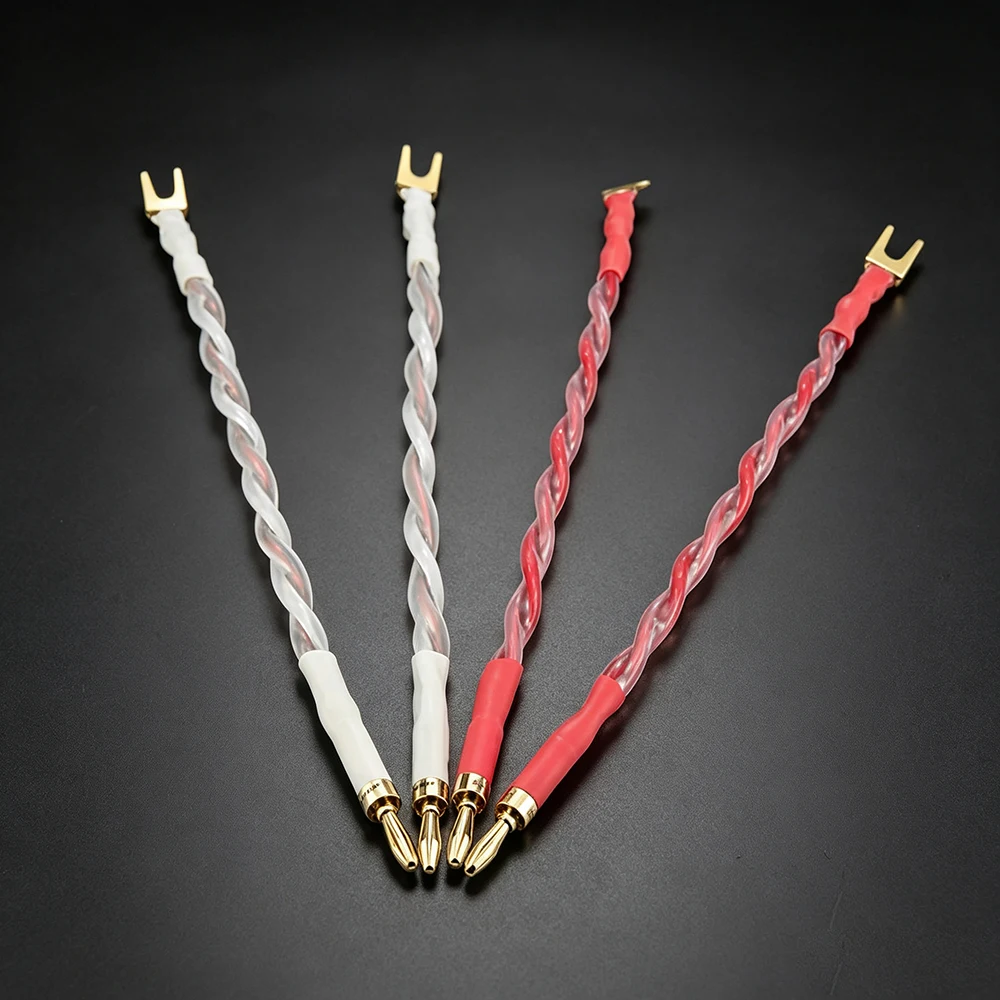High Quality 4pcs Speaker Bridge/Jumper Audio Cable, Canare 4S12F (2.8mm²x4), Banana to Spade(Y) Terminals