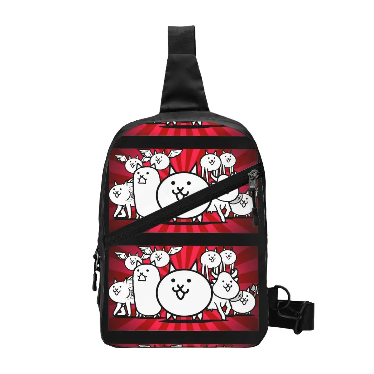 Nyanko Great War Battle Cats Chest Bag Men Sling Crossbody Backpack Chest Bag Traveling Hiking Daypack Shoulder Bag