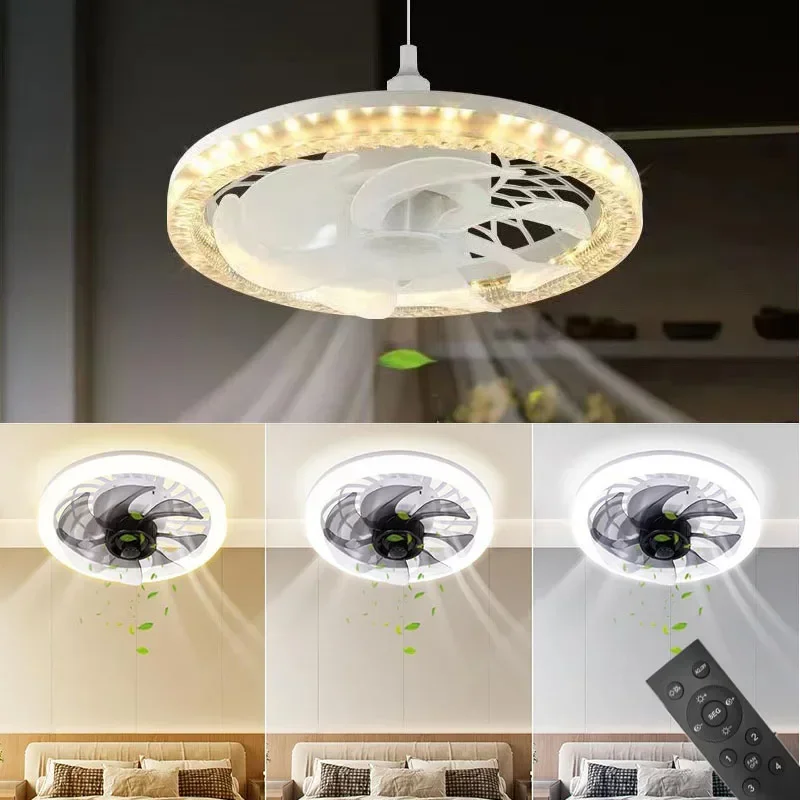 Modern Ceiling Fan With LED Light And Remote Control E27 Fan Lamp 4 Speed Silent For Kitchen Room Home Lighting