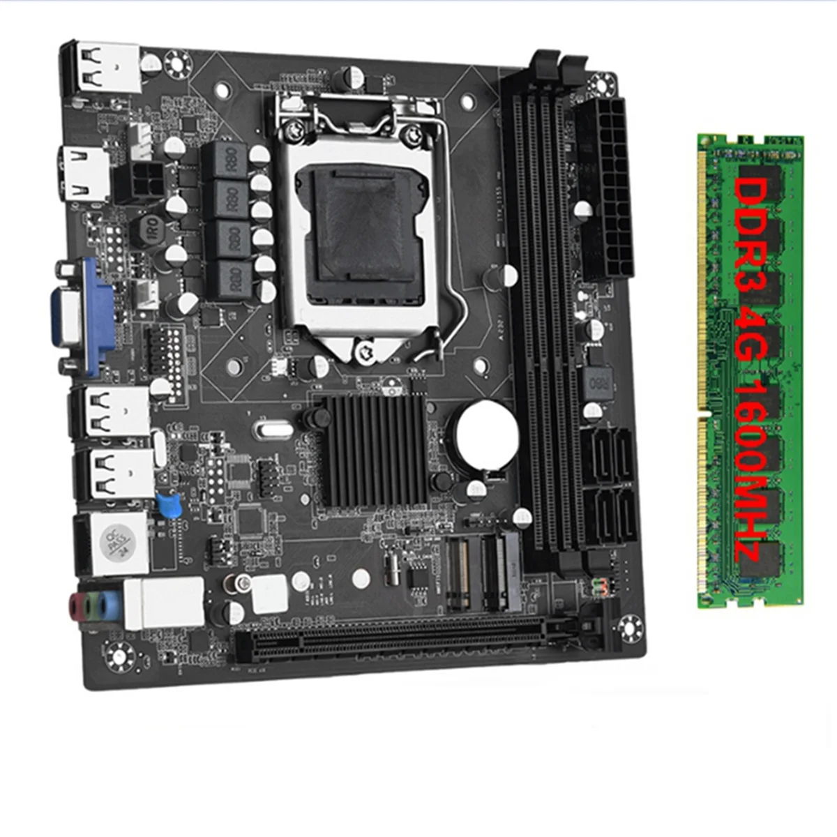 ITX H61 Desktop Motherboard with 1x4G DDR3 1600MHz RAM CPU LGA 1155 Support Up to 16GB RAM Slots 100M Network Card