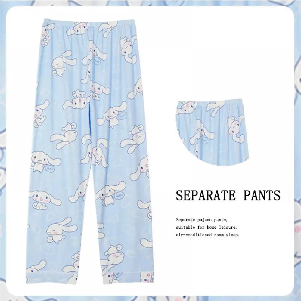 

Anime Cinnamoroll Hello Kitty Pajama Pants Sanrioed Spring Women Wide Leg Pants Kawaii Cotton Loose Casual Walk Homewear Cute