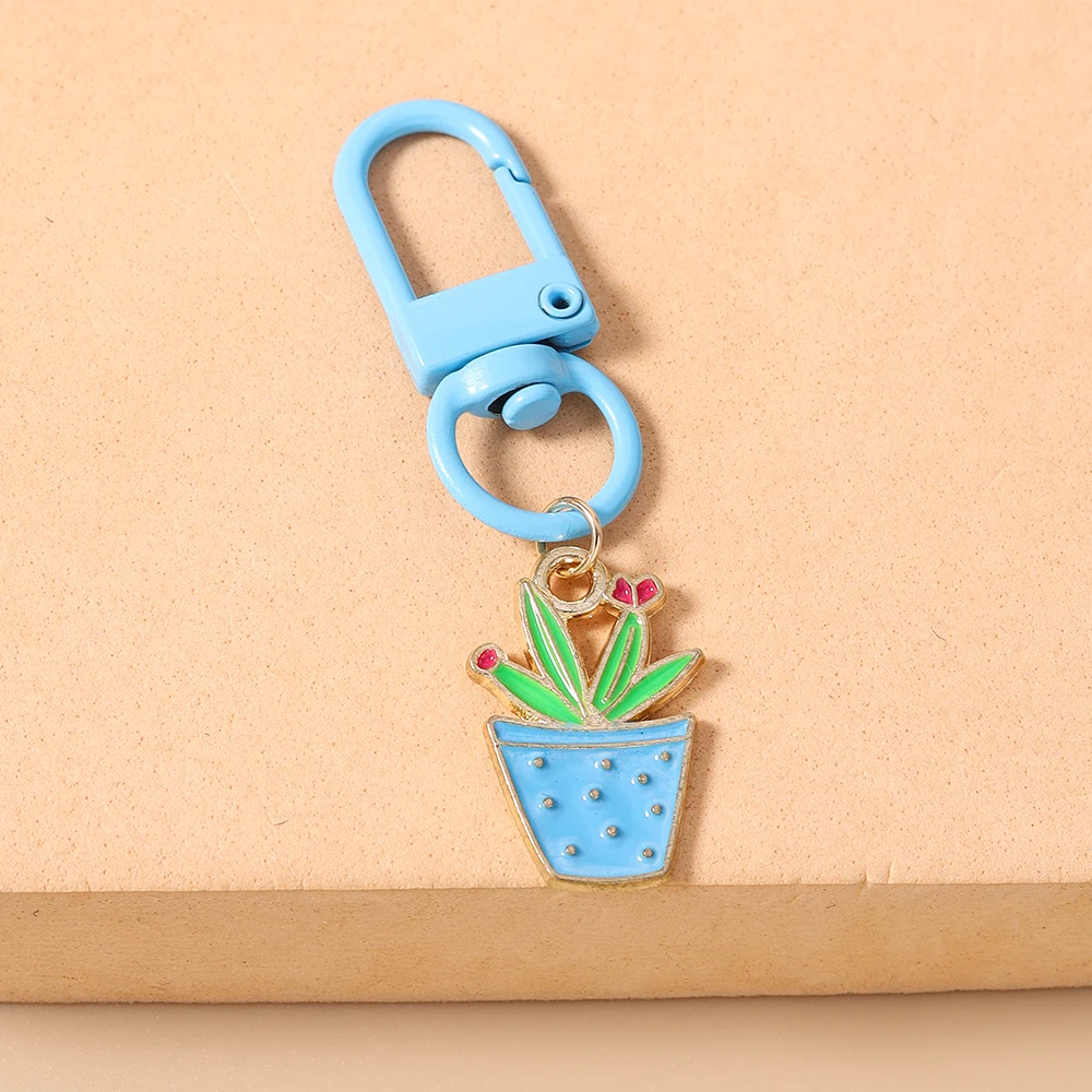 Aihua Niedlicher Emaille-Blumentopf Schlüsselanhänger für Frauen und Mädchen Blumen-Schlüsselringe Handtaschenanhänger Geburtstags-Schmuckgeschenke – Detail 5