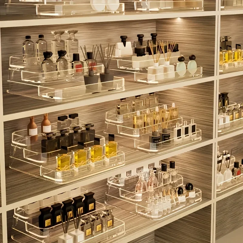 Perfume Storage Box-Cosmetic Storage Box, Sturdy Transparent Rack, Suitable for Kitchen and Bathroom Countertop Cabinet Storage