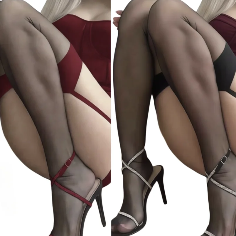 

Narrow garter Bodystockings for Women Underwear Sexy Lingerie Sheer Pantyhose Lady Wine Red French Socks Sexy Black Silky Tights