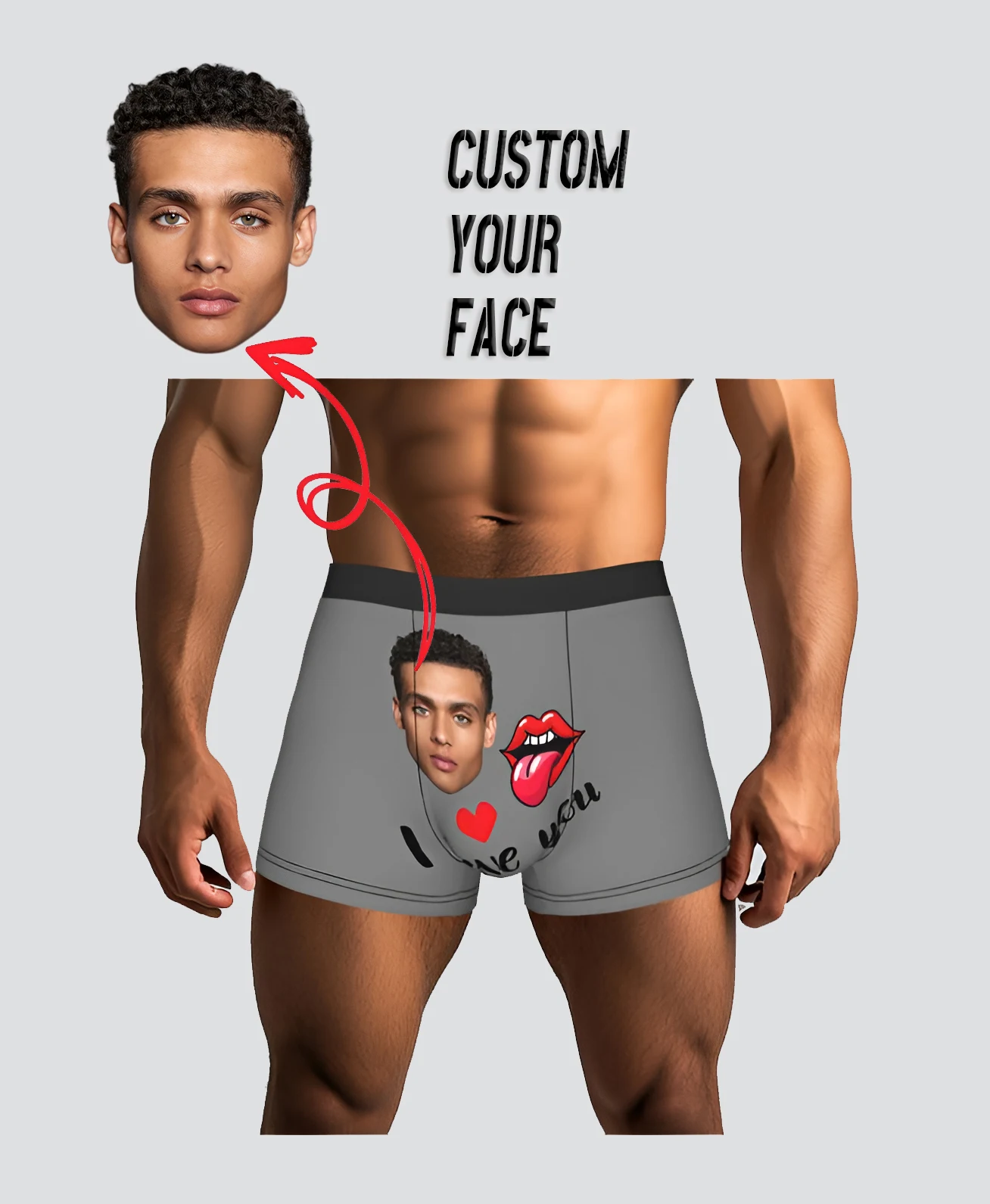Custom Personalized Face Photo I Love YOU Boxers Shorts Men's  Briefs Underwear Cool Underpants